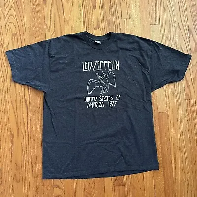Buy Led Zeppelin T-Shirt 3XL Baggy Gray Icarus 1977 U.S. Tour Merch Graphic Tee • 17.36£