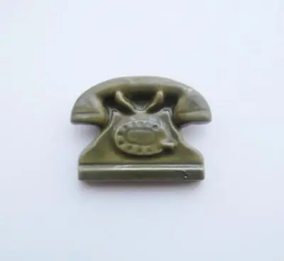Buy BN Vintage 1940's Olive Green Old-Fashioned Telephone Plastic Brooch Deadstock • 14.99£