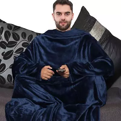 Buy Unisex Wearable Blanket Mens Ladies Hoodies With Sleeves Super Soft Warm Fleece • 16.99£