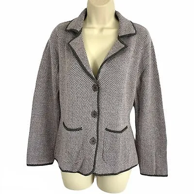 Buy MADELEINE Chevron Pattern Knit Blazer Style Coatigan Soft Cardigan Size 12 UK • 19.99£