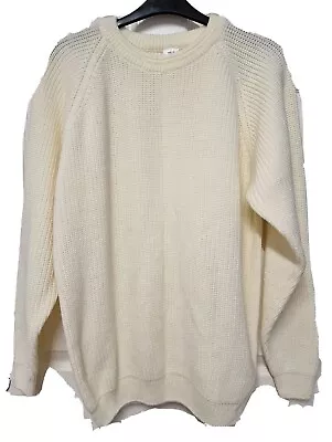 Buy Chunky Fisherman's Knitted Jumper Size L XL Cream • 15£