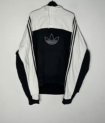 Buy Adidas 1/4 Zip Windbreaker Hoodie Black & White Y2K • 20£