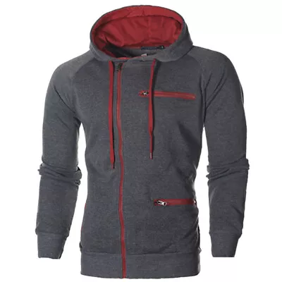 Buy Cozy Men's Winter Hooded Sweatshirt With Full-zip Closure And Adjustable • 15.59£
