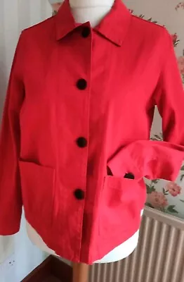 Buy Joules Red Denim Casual Jacket With Black Button Detail Size 12 • 14.99£