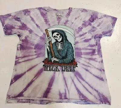 Buy Sz 2XL NECK DEEP Band Purple Tie Dye Tshirt Grim Reaper • 28.46£