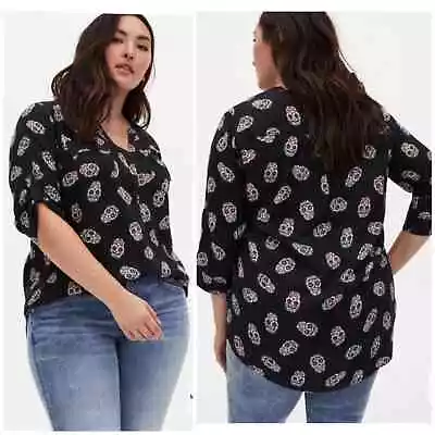 Buy Torrid Women’s Harper Sugar Skulls Popover Shirt Tunic Size 3X Plus Size Soft • 27.47£