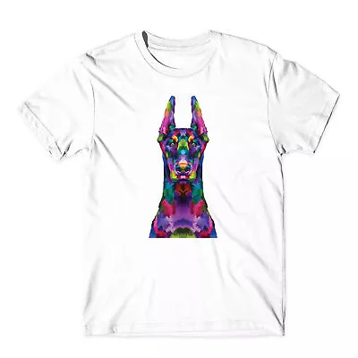 Buy Colorful Doberman Dog T-shirt Funny Multi Logos Colourful Unisex Tee Top • 9.99£