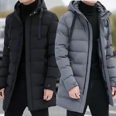Buy Winter Mens Long Puffer Coat Hooded Down Bubble Jacket Quilted Padded Overcoat • 27.99£
