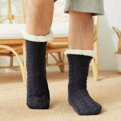 Buy Mens Bed Slipper Socks Chunky Non Slip Anti Skid Chunky Winter Warm DUAL LAYER • 12.07£