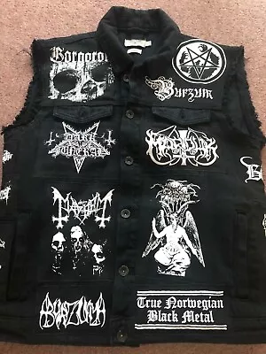 Buy True Scandinavian Black Metal Battle Jacket Cut-Off Denim Vest Bathory Immortal • 176.66£