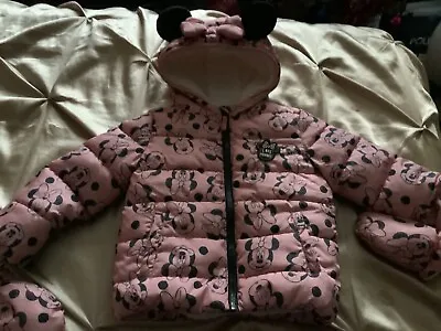 Buy F&F Disney Baby Disney Minnie Mouse Pink Padded Jacket 18-24 Months With Mittens • 2.95£