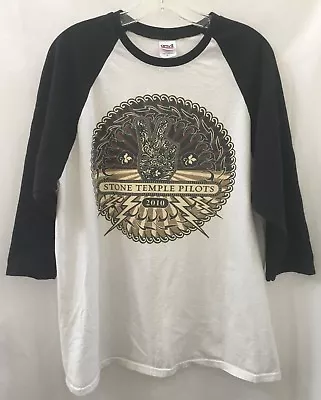 Buy Rare Stone Temple Pilots Peace 2010 Large Shirt 3.75 Length Sleeves White Black • 75.71£