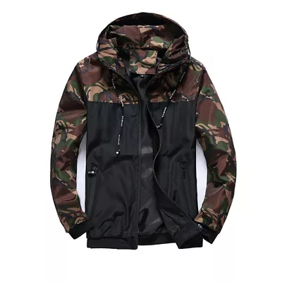 Buy Plus Size Mens Camo Windproof Waterproof Coat Hooded Zipper Jacket Outwear UK • 14.85£