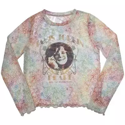 Buy Janis Joplin Ladies Long Sleeve T-Shirt: Pearl (Mesh) OFFICIAL NEW  • 19.91£