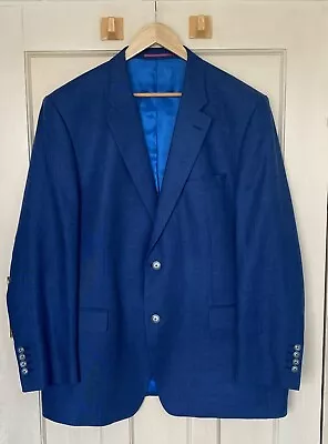 Buy Harvie & Hudson Linen & Wool Blazer Mens Blue 48R Sports Jacket Jermyn Street • 49.99£