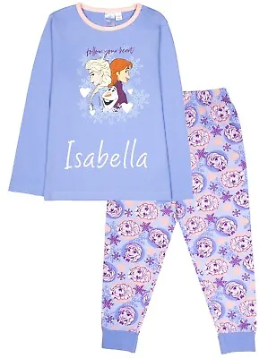 Buy Frozen Personalised Girls Pyjama Cotton Long Sleeve Soft & Warm Winter PJ Set • 16.99£