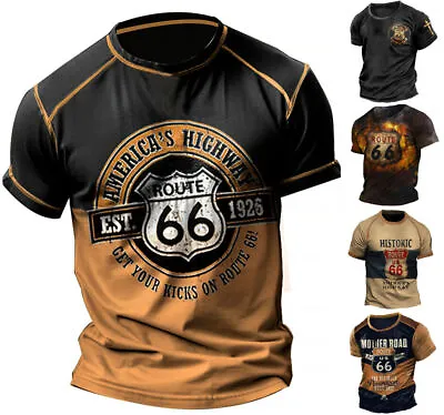 Buy American Route 66 Design T Shirt Tee Top Mens Graphic Print Sizes XS-6XL • 24.23£