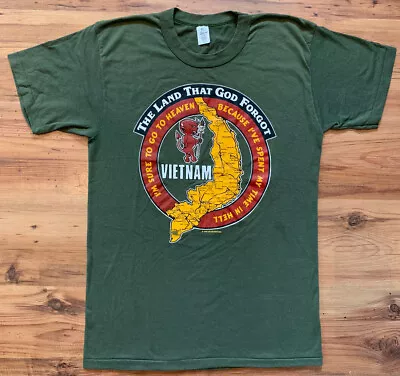 Buy Vintage Vietnam War Veteran T Shirt  1986 The Land That God Forgot Sz L • 49.99£