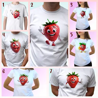 Buy Strawberry T Shirt Fruit Tee Funny Top Vegan Gift Mens Womens Kids Baby Size • 9.99£