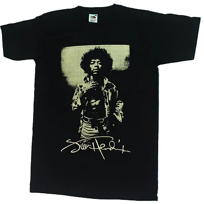 Buy Jimi Hendrix  Black T-shirt Cream Print Jimmy Hendrix Purple Haze • 9.99£