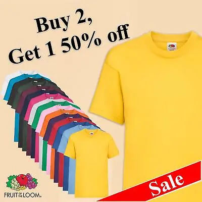 Buy Kids Fruit Of The Loom Childrens T-Shirt Plain Short Sleeve Boys Girls Tee Shirt • 3.25£