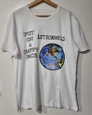 Buy TRAVIS SCOTT ASTROWORLD | WISH YOU WERE HERE Put On A Happy Face Shirt Large  • 33.79£