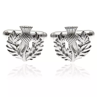 Buy Sterling Silver Scottish Thistle Cufflinks For Men With Jewellery Box • 46.99£