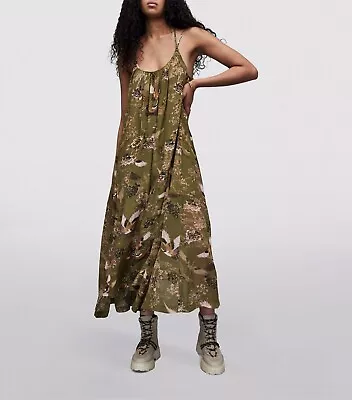 Buy Allsaints Areena Peggy Dress Khaki Green Sz 8 NWT $299 • 92.61£