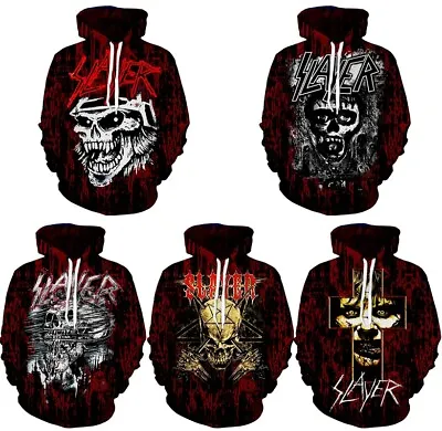 Buy Unisex Slayer Rock Band 3D Hoodies Sweatshirt Pullover Top Jumper Xmas Gifts UK • 13.19£