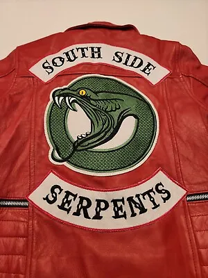 Buy Real Leather Brand Riverdale South Side Serpents Snake Patch Red Jacket Ladies M • 45.47£