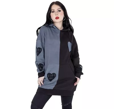 Buy Vixxsin Black Grey Heart Hoodie LEXIA Jumper Sweater Pullover Alt Goth Emo XXL • 49.99£