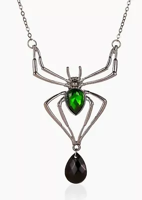 Buy Green Crystal Spider Necklace Victorian Gothic Jewellery Gift  • 5.99£