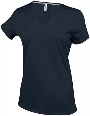 Buy Kariban Women's Short Sleeve V-Necked T-Shirt (K381) - Plain Casual Cotton Tee • 9.99£