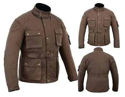 Buy Warrior NEW Classic Motorcycle Waxed Cotton CE Armour WP Breathable Biker Jacket • 139.99£