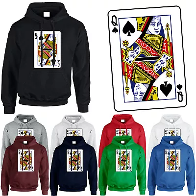 Buy Queen Playing Card Mens Hoodie Game Spades Dress Novelty Unisex Gift Hoody • 16.99£