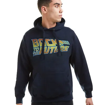 Buy Official Back To The Future Mens Logo Pullover Hoodie Jumper Navy S-XXL • 19.99£