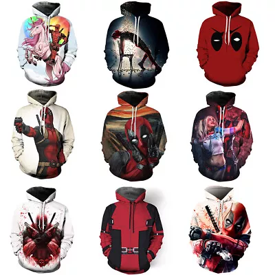 Buy Cosplay Deadpool 3D Hoodies Superhero Adult Sweatshirts Jackets Coat Costumes • 15.60£