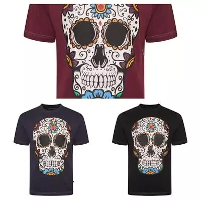 Buy Mens Big Plus Size Kam Jeanswear Skull Print Cotton Summer T Shirt Top 2XL - 8XL • 18.99£