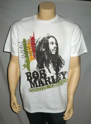 Buy ZION Bob Marley POSITIVE VIBRATIONS T-SHIRT 1X-Large White Y2K New Old Stock • 25.51£