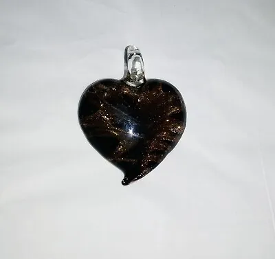 Buy Black & Gold GLASS HEART Charm PENDANT Jewellery Making Necklace Gift L • 0.99£