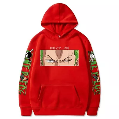Buy Harajuku Roronoa Zoro Hoodie Men Women Pockets Streetwear Anime  One Piece • 20.22£