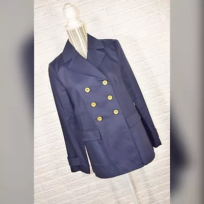 Buy Banana Republic Navy Blue Pea Coat Jacket With Gold Buttons Size Small • 24.09£