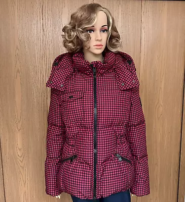 Buy Women COACH Gingham Check Short Down Puffer Coat Jacket Red/Black - Size Large • 222.07£