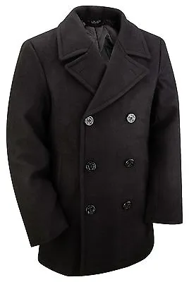 Buy Pea Coat US Navy Military Vintage Style Winter Warm Wool Jacket Dress Top Black • 85.49£