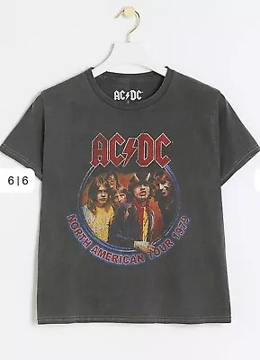 Buy River Island Ladies Grey Graphic Print ACDC T-Shirt Size Small RRP  £26.00 BNWT • 14.99£