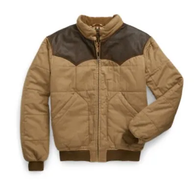 Buy Ralph Lauren RRL Leather Yoke Quilted Oilcloth Jacket Light Brown M RRP £1050 • 695£
