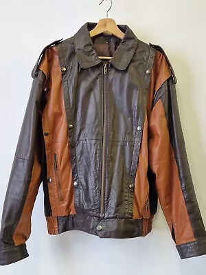 Buy Vintage 80s Leather Jacket Unisex  Press Studded Features Brown 2 Tone Jackson  • 44.95£