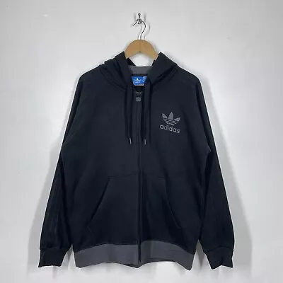 Buy Adidas Hoodie Mens Large Black Zip Up Hooded Track Jacket Trefoil Originals L • 17.99£