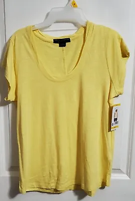 Buy Social Standard By Sanctuary Ladies Short Sleeve Yellow Scoop Neck Tee Med NWT • 9.40£