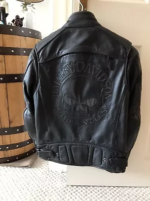 Buy Harley Davidson Mens  Leather Jacket Reflective Skull  Size S 98099-07VM • 50£